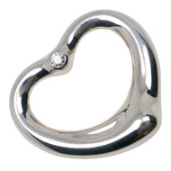 蒂芙尼 (Tiffany & Co.) Elsa PerettiTOP鏤空心形鑽石吊墜，925 純銀鑲鑽，西班牙製造，約 4.5 克，鏤空心形鑲鑽，女士款 [二手]