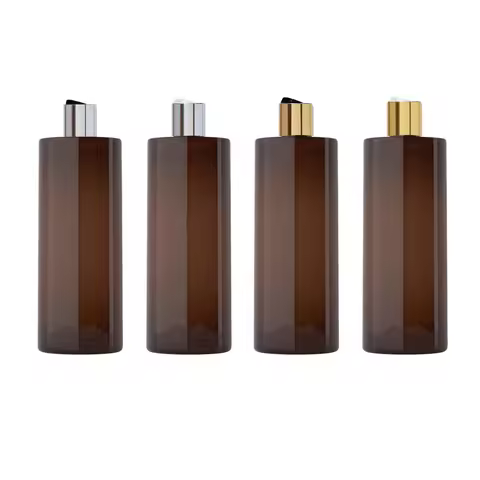14pcs 500ml White/Brown Empty Plastic Shampoo Bottles With Gold Disc Caps 500cc Black Large Capacity