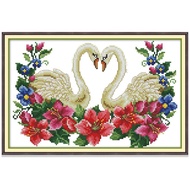 Cross Stitch Kit Swan Animal Design 14CT/11CT Counted/Stamped Unprinted/Printed Fabric Cloth, Cross Stitch Complete Set with Pattern