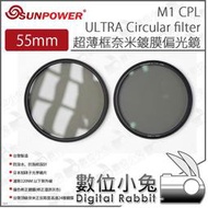 數位小兔【SUNPOWER M1 CPL 超薄框 鍍膜 偏光鏡 55mm】抗指紋 偏光鏡 超薄框 高透光 防潑水