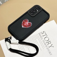 Case For Samsung A25 5G A15 4G A15 5G Phone Heart Flower Silicone Full Cover Shockproof Strap