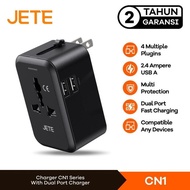 JETE CN1 Universal Travel Adapter Dual USB Charger Adapter USA/EU/UK