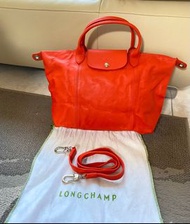 法國Longchamp羊皮中號包包 （橘色）