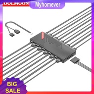 1 To 10 PWM & ARGB Hub Splitter SATA Powered 4 Pin PWM 3 Pin Addressable ARGB Adapter Magnetic Sucti