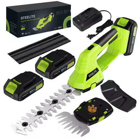 Cordless Hedge Trimmer-21V Electric Handheld Grass Shear & Shrub Trimmer with 2 Rechargeable 2.0Ah B