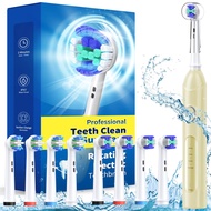 Rotating Electric Toothbrush for Adults with 8 Brush Heads (2 Types), 4 Modes Deep Clean Electric To