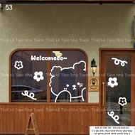 Cute welcome bear stickers decorate mirrors and shop glasses 53