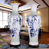 Large Ceramic Vase Decoration Living Room Floor Vase Hand Painted Blue and White Porcelain Bottle Large Landscape Decora