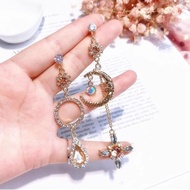 Water Drop > Gentle Moon Goddess Ear Clip Shining Earrings Asymmetrical Artemis Rhinestone Artemis A