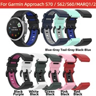 22mm / 20mm Dual Color Watch Strap For Garmin Approach S70 47mm 42mm S62 S60 MARQ 1 / 2  Quick Fit replace wrist strap