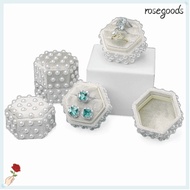 ROSEGOODS Elegant Jewelry Box, 2/3 Slots Pearl Velvet Ring Box, Fashion with Detachable Lid Wedding 