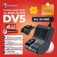 Camera Hành Trình 2 Mắt Doscom DV-5 Tích Hợp Định Vị GPS - Sử Dụng Sóng 4G -Cảnh Báo Giao Thông Bằng