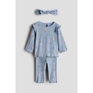 HM ฤดูหนาว สินค้ามาใหม่ เด็กทารก ชุดผ้าสเวตเชิ้ต 3 ชิ้นสำหรับเด็กผู้หญิง ผ้าฝ้าย ชุด นุ่ม ชุดสวมใส่ส