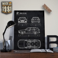 bmw X5 G05 Sketch Wooden Poster Wall Decoration Home Decor