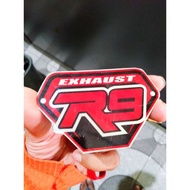 emblem knalpot merk logo r9 exhaust bahan plat almunium bukbda 2584ni