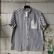 KEMEJA FRJ Jeans Unisex Casual Striped Shirt
