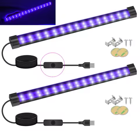 2PCS 5V UV Black Light Bar 10W 30cm Ultraviolet Lamp Tube 365-395nm UV Strip Lights for Cabinet Shel