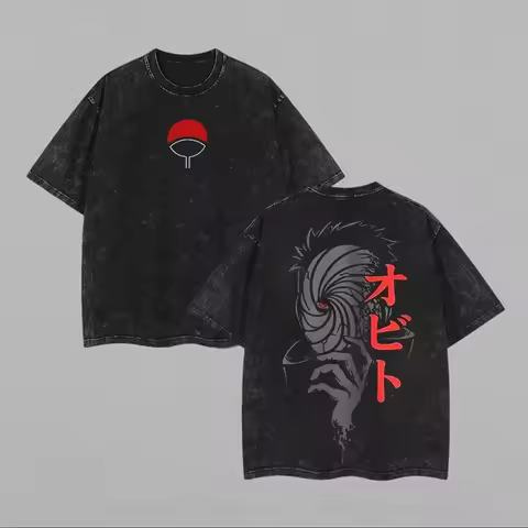 2026 Naruto Shippuden Anime T-Shirt with Naruto Uchiha Obito Prints, Casual Cotton Short Sleeve Tee 