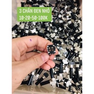 Set of 10 3-pin curved potentiometers, small black beveled handle 20k 100k