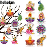 HSHELAN Diwali Hanging Ornament, DIY Happy Diwali Diwali Door Hanging Pendants, Fashion Paper Deepav
