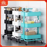 4 Tiers Trolley Storage Rack / Office Shelves Home Kitchen Trolley Storage Rack with Wheel / Troli Barang Baby