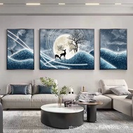 Modern Atmosphere Blessing Mural Triptych Meaning Good Fortune Living Room Painting Background Wall 