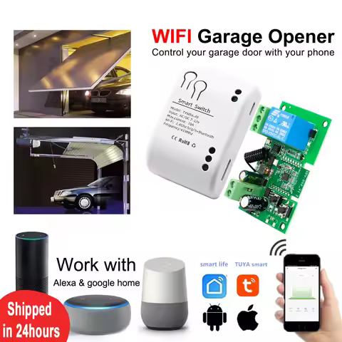 Smart Home Garage Opener DC AC 12V 24 V 220V 10A Wifi Relay Switch Tuya Smart Life Door Controller W