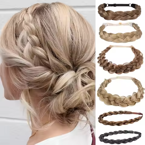 Synthetic Band Fishbone Braid Lazy Wig Twist Braid Headband Hairpin Non-slip Headdress Hair Accessor