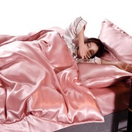 夏季冰絲被套單件粉色涼感被罩180x220x240家用單雙人床單四件套