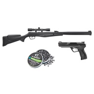 S4000-E .177 Caliber Airgun, XP4 .177 Caliber Pistol, and Pellets Bundle - Black Synthetic Air Rifle