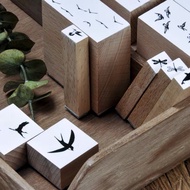 BlankBook- bird n dragon fly wood stamp