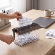 Hand Crank Shredder A4 Paper Manual Compact Document with 3L See-Through Bin 3mm Strip Size 2 Sheets