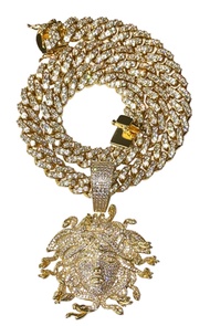 Shop-iGold Iced Miami Cuban Chain Necklace Choker Chain 12mm 20 inches long, 14k Gold Finish Cuban C