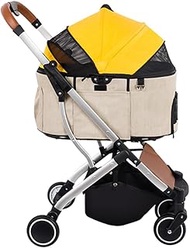 4 Wheels Pet Stroller for Medium Small Dogs Cats Folding Lightweight Travel Stroller Handle 360° Fro