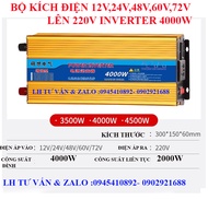 Bộ đổi nguồn điện Bộ kích điện 12v 24v 48v 60v 72v lên 220V 4000W INVERTER