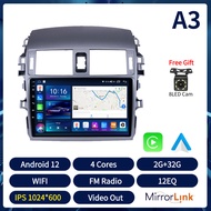 Acodo 9นิ้ว2din Android12 Carplay Android Autoวิทยุติดรถยนต์สำหรับToyota Corolla Altis 2006-2013 WiFi + 4Gเครื่องเสียงรถยนต์AM FM RDS 8แกนDSP IPS Touchหน้าจอแยกบลูทูธนำทางGPSฟรีMic AHDกล้องพัดลมระบายความร้อนVideo OutระบบควบคุมพวงมาลัยHeadunit