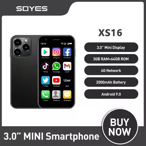 SOYES XS16 Mini Smartphone Phone 4G LTE 3GB+64GB 3Inch Cellphone Android10 2000mAh 5MP Dual SIM Mini