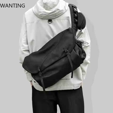 Japan Men Messenger Bag, Waterproof Crossbody Bag For College, Large Sling Bag Fit 14 Inch Laptop, C