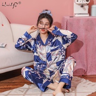 Silk Pjs for Women's Satin Pyjama Pajama Set Long Sleeve Casual Sleepwear Nightwear Comfortable