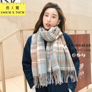 Classic Colorful Checkered Imitation Cashmere Flow Scarf (Pink.coffee.blue F-F) Eye Ring Bear Medium