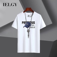 IELGY【S-6XL】Cotton New men's t-shirt loose round neck  plus size printing T-shirt cowboy hat