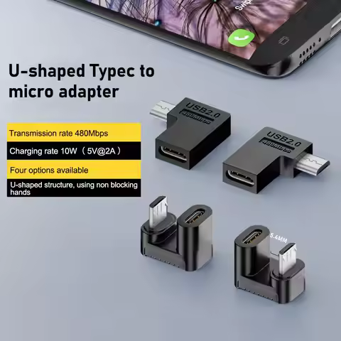 U-shaped Angled Type-C Female To Micro Male USB2.0 Adapter Female USB-C Converter Adapter For Androi