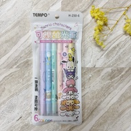 [Online Stationery] TEMPO Rhythm Sanrio Genuine Authorized Erasable Highlighter/6 Colors Set/Color P
