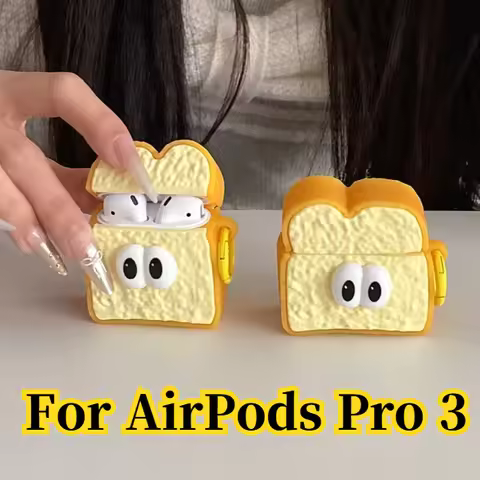 Cute 3D Toast Bread Case for AirPods Pro 3 Pro3 USB C 2025 Cover Soft Silicone Cartoon Cases For Air