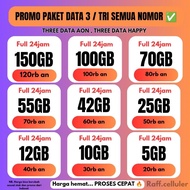 [SALE MURAH] KUOTA 3 TRI AON HAPPY THREE FULL KUOTA 24JAM NASIONAL 30HARI 150GB 300GB 100GB 50GB 42G