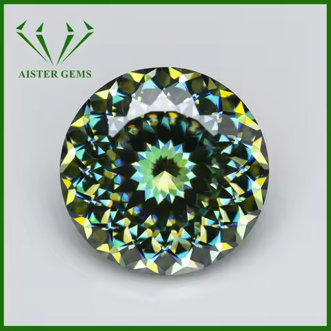 Never Fade Light Green 100 Faces Cut Moissanite Stones with GRA Certificate 1.0ct 6.5mm VVS1 Lab Dia