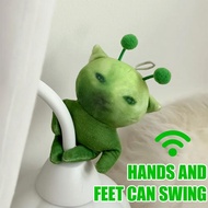 Poseable Green Alien Cat Plush Toy - Creative Abstract Design With Movable Joints, Eco-friendly K1g9