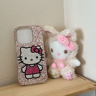 Lazy iPhone15proMax Diamond Phone Case Apple 14 Cute KT Cat Rhinestone kt Cat Fish 8.1