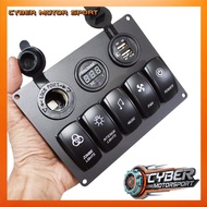 TOMBOL Dashboard panel car instrument switch 5 button usb charger volt meter dc socket 12 volt 24 vo