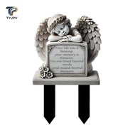 TYJPV Garden Angel Statue, Commemorative Design 5.11x7.8in Angel Tombstone Plaque, Sentimental Grey 